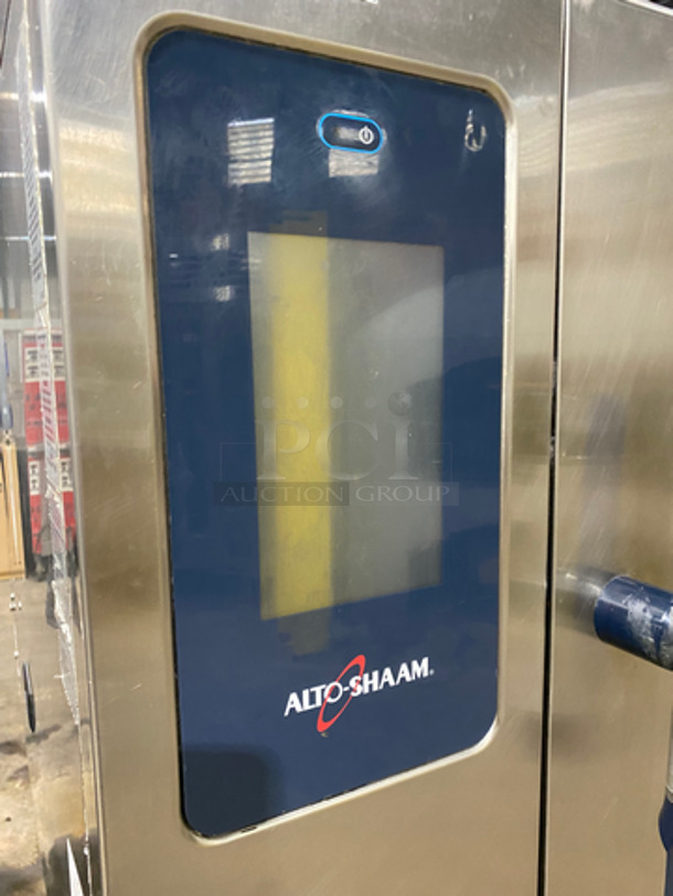 WOW! Alto Shaam Natural Gas Powered Commercial Combitherm Convection Oven! On Commercial Equipment Stand! All Stainless Steel! On Legs! Working When Removed! Model: CTP7-20G 120V 60HZ 1 Phase - Image 6 of 9