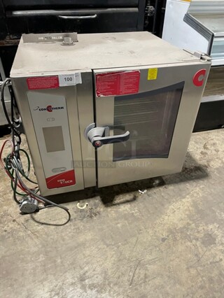 Cleveland Stainless Steel Commercial Natural Gas Powered Combi Convection Oven! With Metal Oven Racks! On Legs! Model: OGS-6.10 SN: 14072300!