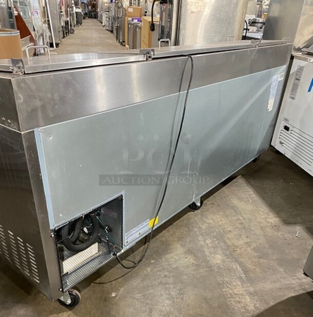NICE! Kelvinator Commercial Refrigerated Pizza Prep Table! With Commercial Cutting Board! With 3 Door Storage Space Underneath! All Stainless Steel! On Casters! Model: KCHPT9212 SN:20720187 115V - Image 4 of 9