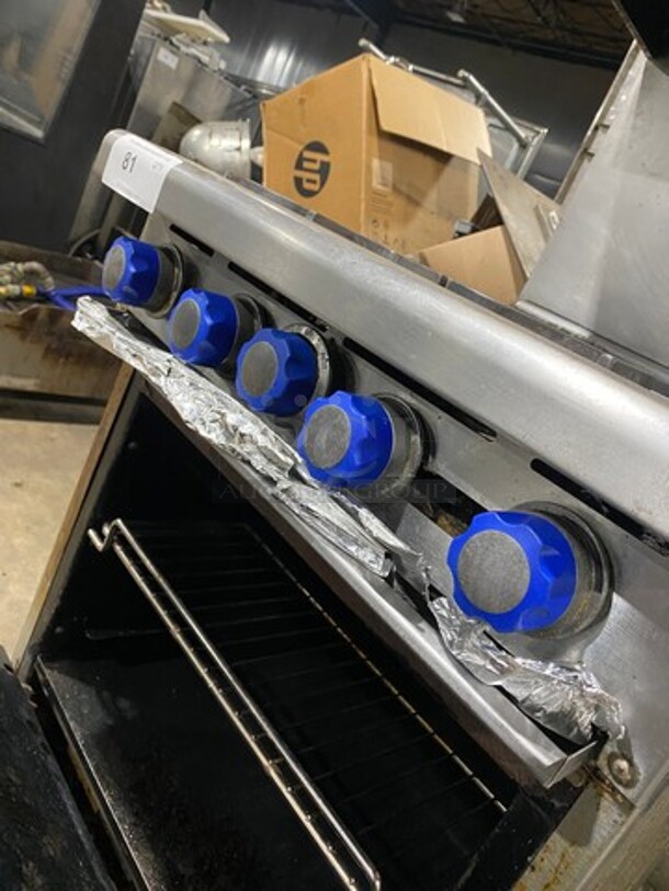 Imperial Commercial Natural Gas Powered 4 Burner Stove! With Raised Back Splash And Salamander Shelf! With Oven Underneath! All Stainless Steel! On Legs! - Image 8 of 9