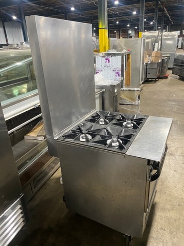 Southbend Commercial Natural Gas Powered 4 Burner Stove! With Raised Back Splash! With Oven Underneath! All Stainless Steel! On Casters! - Image 4 of 9