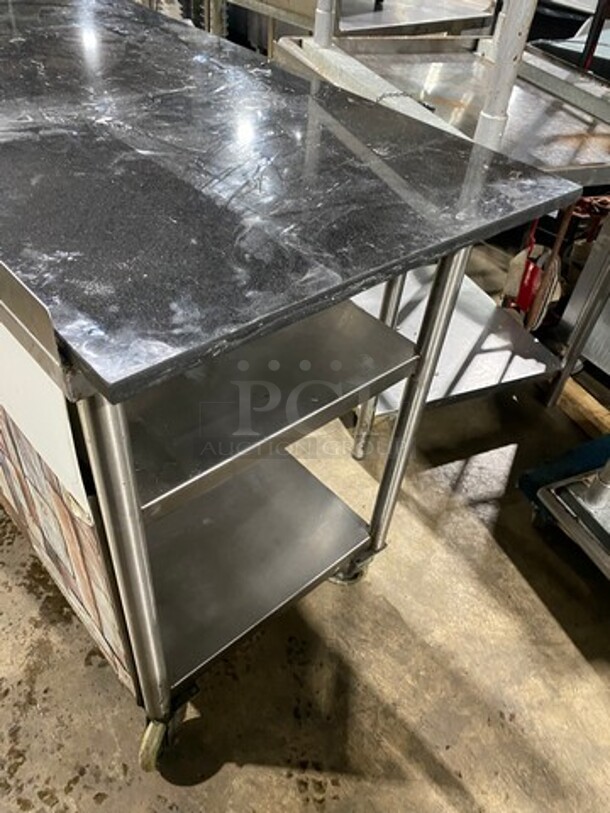 Solid Stainless Steel Work Top/ Prep Table! With Storage Space Underneath! On Casters! - Image 4 of 7