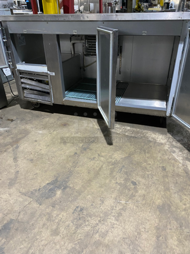 COOL! Leader Commercial 3 Door Lowboy/ Worktop Cooler! With Poly Coated Racks! All Stainless Steel! On Casters! Model: LB60SC SAN: GX02C1836 115V 60HZ 1 Phase - Image 5 of 8