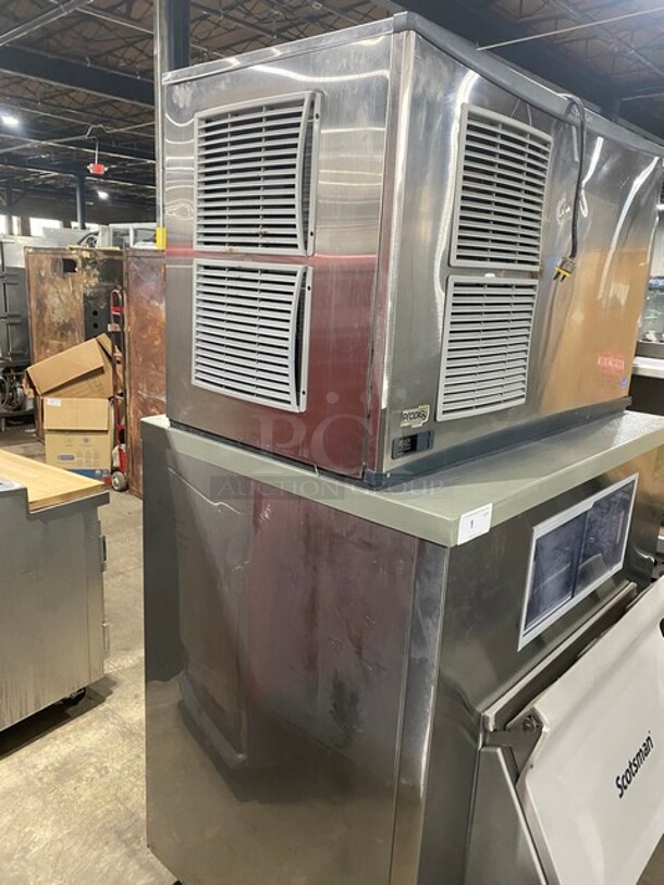 WOW! LATE MODEL! Scotsman Prodigy Stainless Steel AIR COOLED 1500LBS Ice Machine! On Like New Scotsman Ice Bin! On Legs! MODEL C1448SA-32 SN: 170313200110192 208/230V 1PH! Working When Removed! - Image 2 of 11