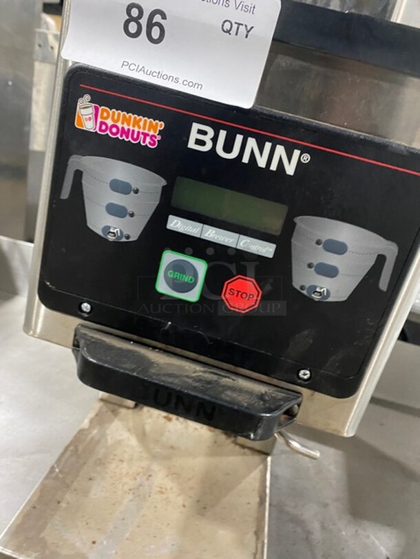 Bunn Commercial Countertop Dual Coffee Bean Grinder Machine! Stainless Steel Body! Model: MHG SN: MHG0017860 120V 60HZ 1 Phase - Image 7 of 8