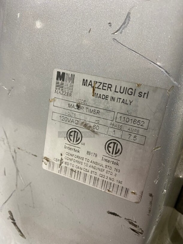 Mazzer Luigi Commercial Countertop Coffee Bean Grinder! Stainless Steel Body! Model: MAJORTIMER SN: 1101652 120V 60HZ 1 Phase - Image 8 of 9