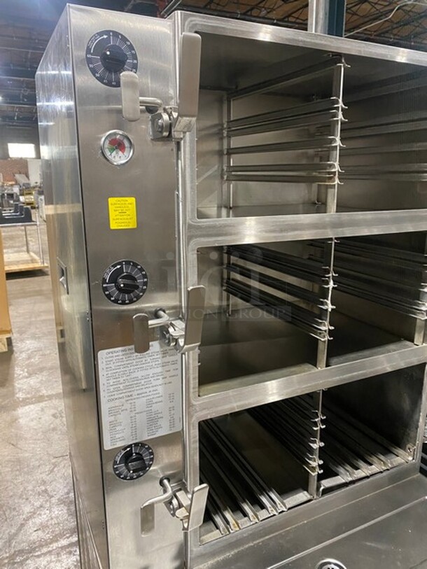 Sweet! LATE MODEL! Cleveland Stainless Steel Commercial Floor Style Electric Powered 3 Deck Pressure Steam Cabinet!! On Legs! MODEL PEM483 SN: 190323050456 208V 3PH! Working When Removed!  - Image 6 of 12
