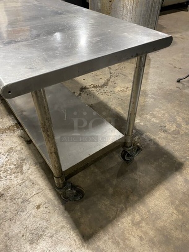 Solid Stainless Steel Work Top/ Prep Table! With Storage Space Underneath! On Casters! - Image 2 of 6
