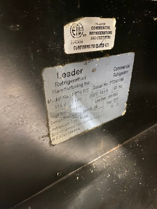 Leader Commercial 4 Door Lowboy/Worktop Cooler! With Poly Coated Racks! All Stainless Steel! Model: LB96 SN: PT041196 115V 60HZ 1 Phase - Image 8 of 9