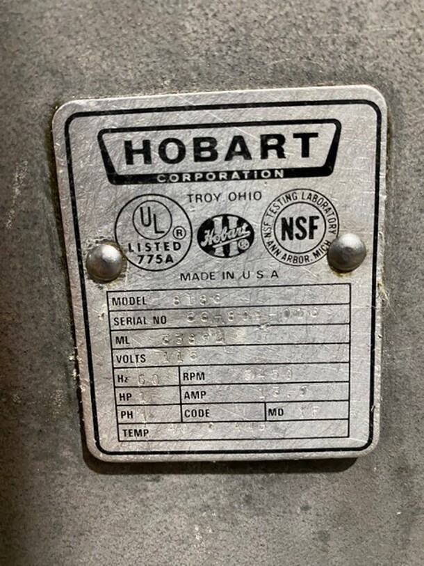 Hobart Stainless Steel Countertop Buffalo Chopper! MODEL 8186 SN:56809016 115V 1PH - Image 7 of 9