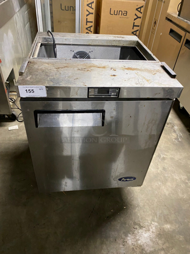 Atosa Commercial Refrigerated Sandwich Prep Table! Single Door Storage Space Underneath! All Stainless Steel! On Casters! NOT TESTED!