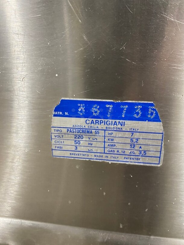Carpigiani Commercial Floor Style Gelato Cream Cooker/Pasteurizer! All Stainless Steel! Model PASTOCREMA 55 SN: 387735! 220V 3 Phase! On Casters! - Image 5 of 10