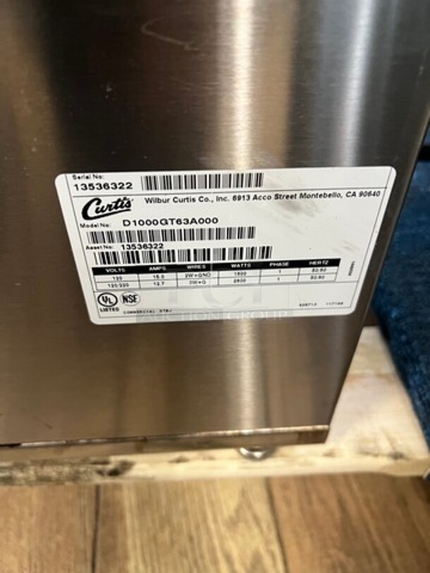 Curtis Commercial Countertop Dual Coffee Brewing Machine! With Hot Water Dispenser! All Stainless Steel! WORKING WHEN REMOVED! Model: D1000GT63A000 SN: 13536322 120/220V 60HZ 1 Phase - Image 10 of 11