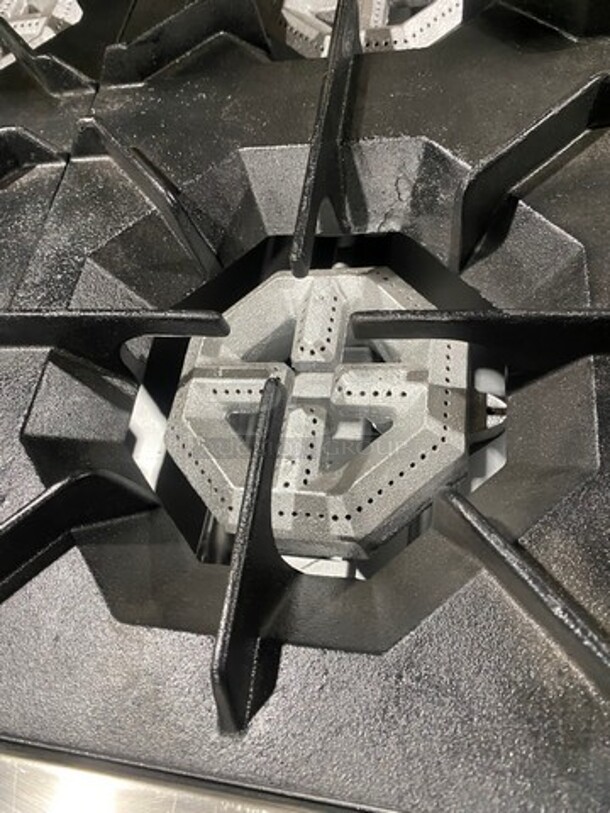 SWEET! DCS Commercial Natural Gas Powered 10 Burner Stove! With Raised Back Splash And Salamander Shelf! With 2 Oven Underneath! All Stainless Steel! On Casters! WORKING WHEN REMOVED! - Image 9 of 10