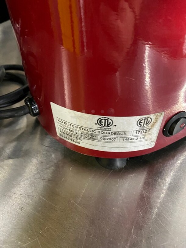 Compak k-3 Elite Espresso Grinder In Red! 110V - Image 5 of 7