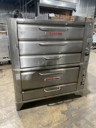 Blodgett Commercial Natural Gas Powered Double Deck Baking/ Pizza Oven! All Stainless Steel! On Legs! 2x Your Bid Makes One Unit! WORKING WHEN REMOVED!