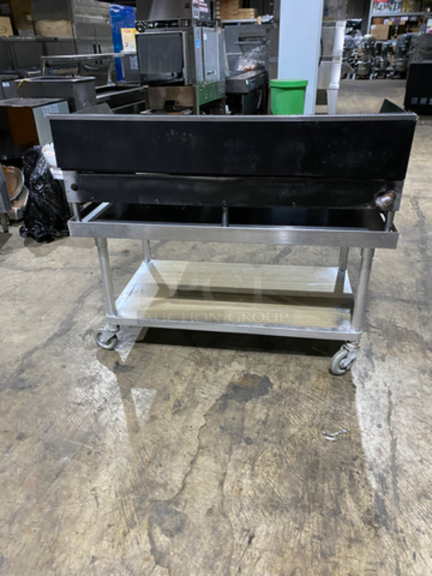 FAB! Commercial Countertop Natural Gas Powered Flat Top Griddle! With Back & Side Splashes! On Equipment Stand! With Underneath Storage Space! All Stainless Steel! On Casters! - Image 3 of 8