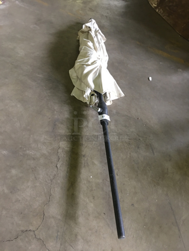 Off White Patio Umbrella! With Pole! - Image 1 of 6