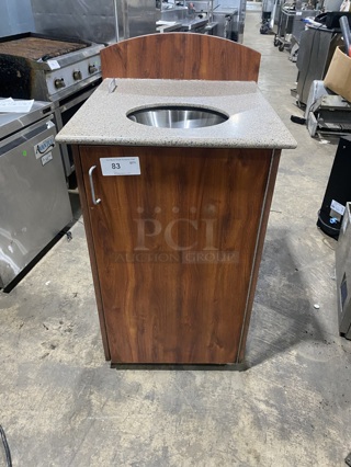 Wooden Style Heavy Duty Garbage Disposal Station! Marble Top! With Trash Bin!