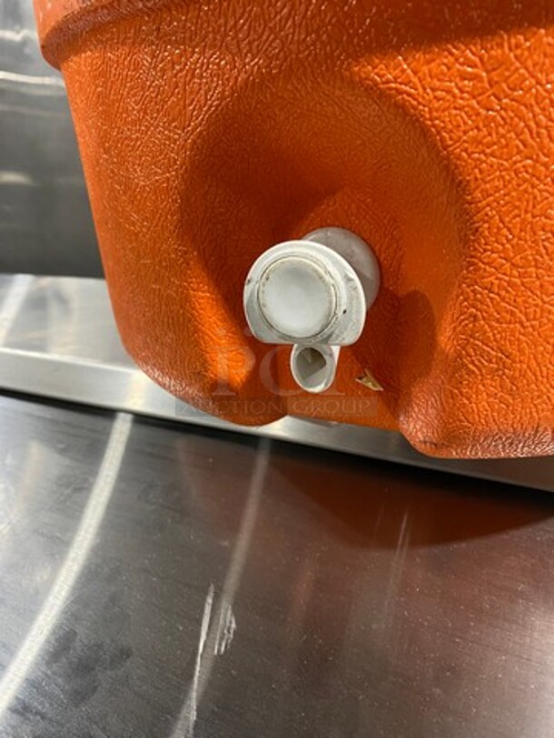 Igloo Orange And White Poly Portable 5 Gallon Beverage Cooler! With Lid! With Side Handles! - Image 4 of 8