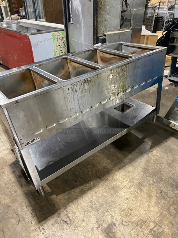 Duke Commercial Natural Gas Powered 4 Well Steam Table! With Underneath Storage Space! All Stainless Steel! Model 304M Serial 06162325! On Legs! - Image 4 of 9