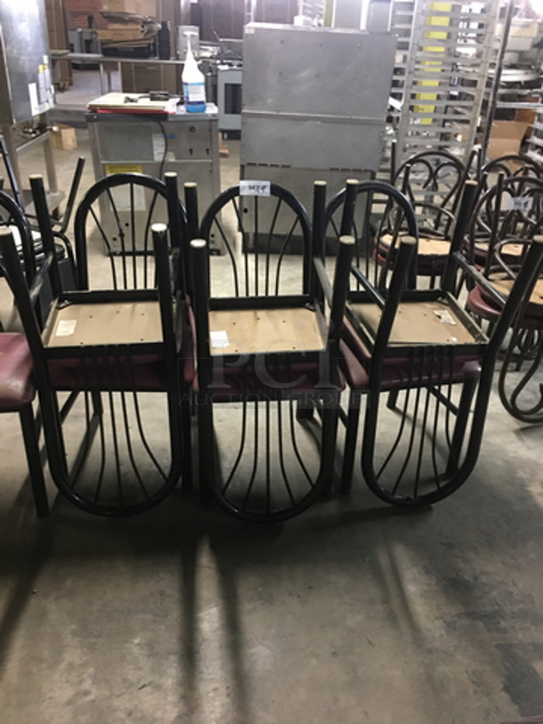 Red Patted Square Chairs! With Metal Body! 9x Your Bid!