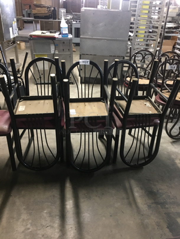 Red Patted Square Chairs! With Metal Body! 9x Your Bid! - Image 1 of 7