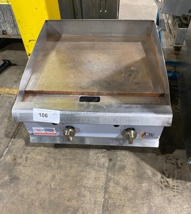 CPG Commercial Countertop Natural Gas Powered Flat Top Griddle! With Back And Side Splashes! All Stainless Steel! On Small Legs! SN: 10152399G24T - Image 1 of 9