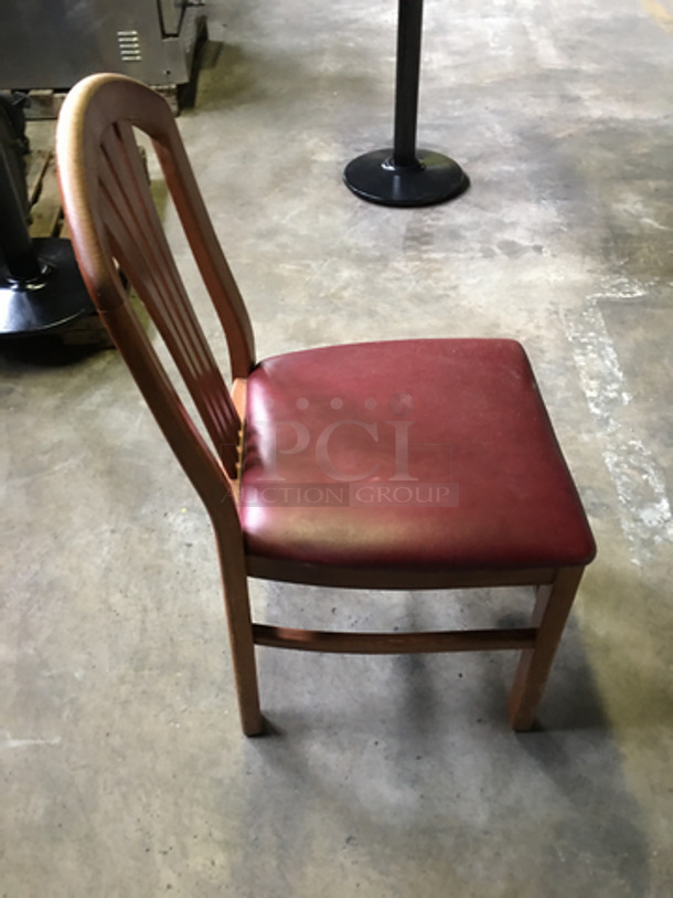 Red Cushioned Square Chairs! With Wooden Body! 4x Your Bid!  - Image 6 of 8