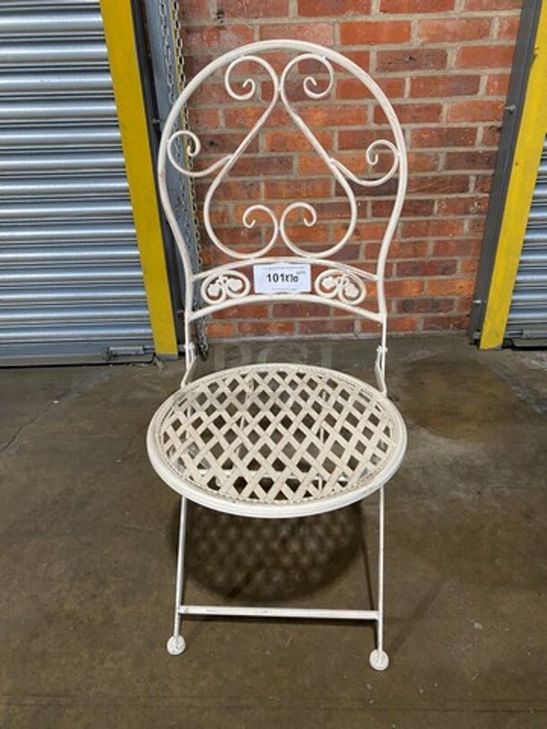 White Metal Foldable Patio Chairs! 10x Your Bid! - Image 1 of 5