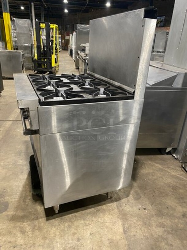 US Range Commercial Natural Gas Powered 6 Burner Stove! With Raised Back Splash! With Oven Underneath! All Stainless Steel! On Legs! - Image 3 of 10