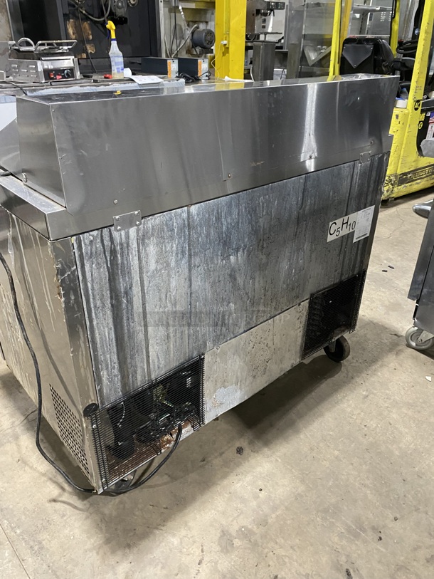 Atosa Commercial Refrigerated Mega Top Sandwich Prep Table! With Commercial Cutting Board! With 2 Door Storage Space Underneath! All Stainless Steel! On Casters! MODEL: MSF8302 SN: MSF8302AUS100317022300C40028 115V 1PH!  - Image 4 of 9