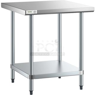 BRAND NEW SCRATCH & DENT! Regency 600T3030G 30" x 30" 18-Gauge 304 Stainless Steel Commercial Work Table with Galvanized Legs and Undershelf. Box Is Destoryed. Appears to Have All Components. Minor Denting. 30 x 30 x 34