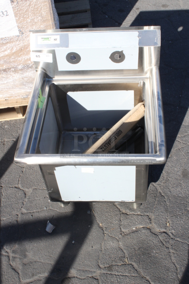 BRAND NEW SCRATCH & DENT! Regency 600S1181818 23" 16-Gauge Stainless Steel One Compartment Commercial Sink with Stainless Steel Legs, without Drainboard - 18" x 18" x 14" Bowl - Image 2 of 7