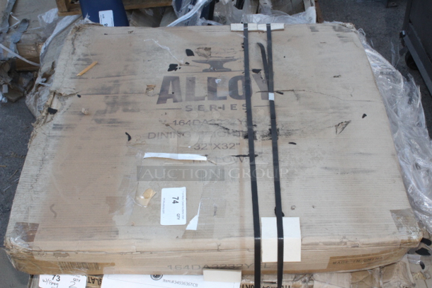 Lancaster Table & Seating 164DA3232YEL Alloy Series 32" x 32" Citrine Yellow Standard Height Outdoor Table. IN THE BOX!  - Image 2 of 2
