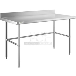BRAND NEW SCRATCH & DENT! Regency 30" x 60" 16-Gauge 304 Stainless Steel Commercial Open Base Work Table with 4" Backsplash - In The Box