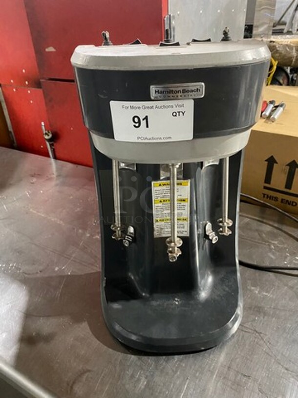 Hamilton Beach Commercial Countertop Professional 3 Spout Beverage/ Milkshake Mixer! Model: HMD400 SN: E0221L00274 120V - Image 1 of 8