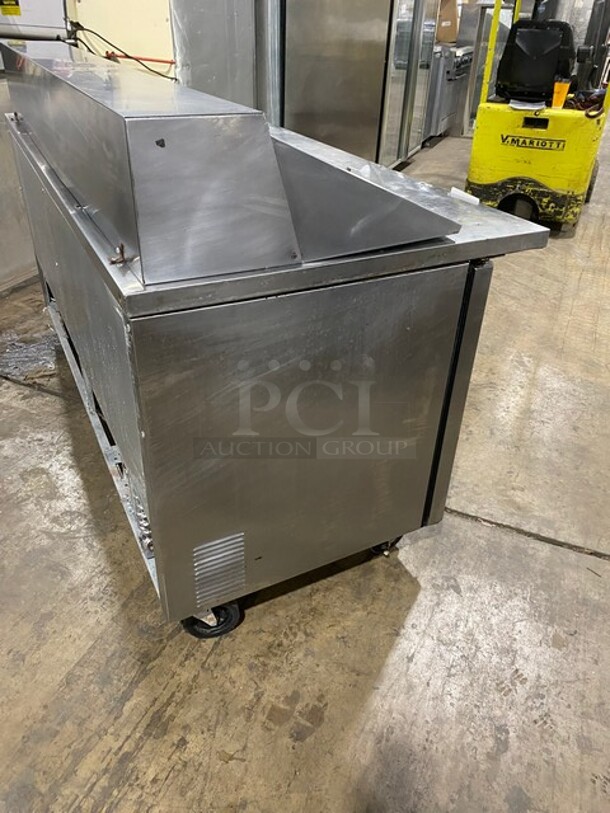 WOW! True Commercial Mega Top Refrigerated Sandwich/Salad Prep Table! All Stainless Steel! With 3 Door Refrigerated Storage Underneath! With Poly Coated Racks! On Casters! Model: TSSP72M! - Image 3 of 7