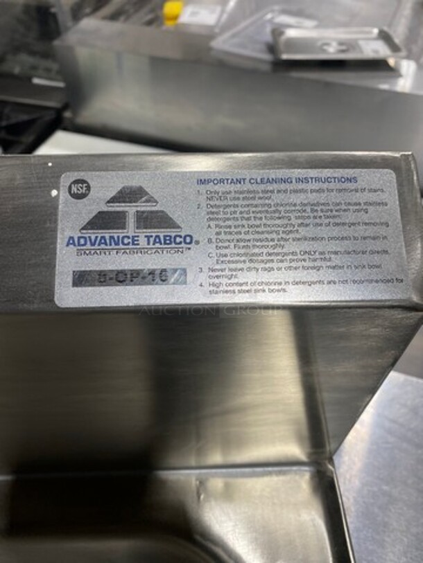 Advance Tabco Commercial Stainless Steel Hand Sink! With Back Splash! Model: 8OP16 - Image 6 of 7