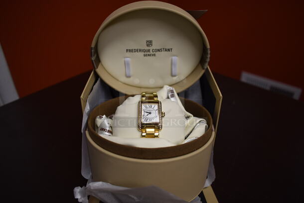 BRAND NEW IN BOX! Frederique Constant Carree Lady Quartz with Diamond FC-200MCD15B Watch - Image 1 of 4