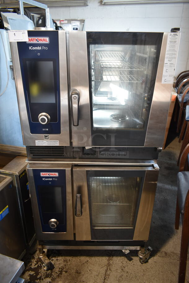 2 2020/2021 Rational LM100BE.A iCombi Pro Stainless Steel Commercial Electric Powered Combi Convection Ovens w/ View Through Doors and Metal Oven Rack on Commercial Casters. 208/240 Volts. 2 Times Your Bid! - Image 1 of 12