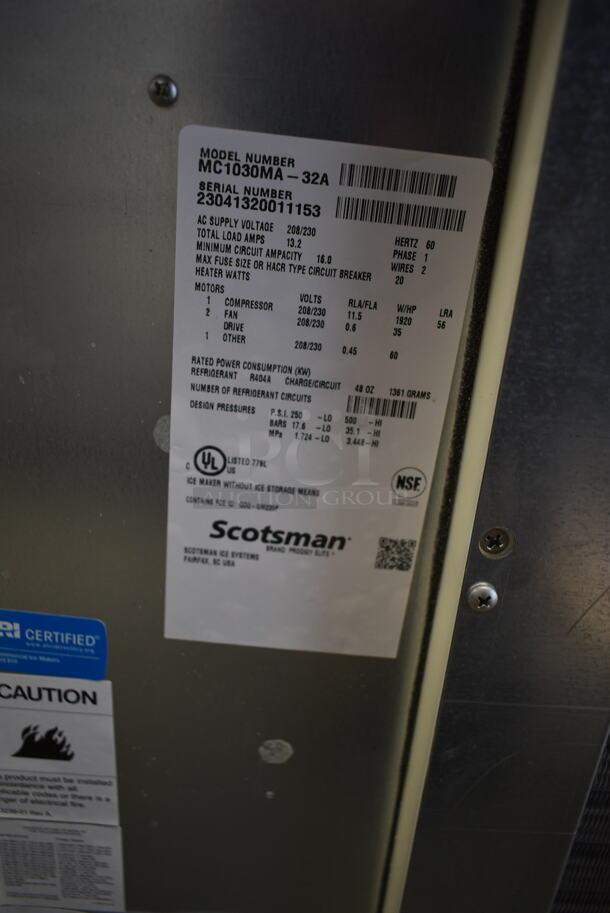BRAND NEW SCRATCH AND DENT 2023 Scotsman MC1030MA-32A Stainless Steel Commercial Ice Machine Head. 208/230 Volts, 1 Phase. - Image 6 of 6