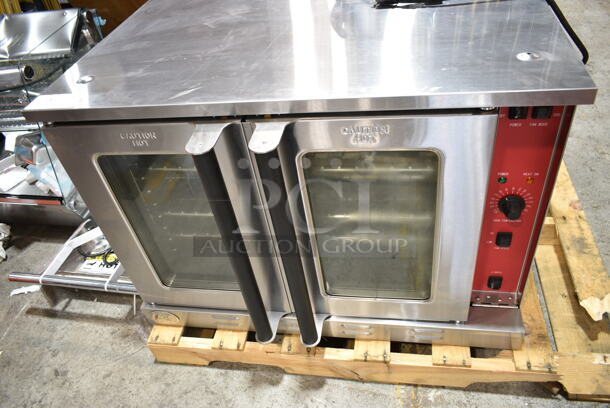 BRAND NEW SCRATCH AND DENT! 2021 Cooking Performance Group CPG 351FEC100B Stainless Steel Commercial Electric Powered Full Size Convection Oven w/ View Through Doors, Metal Oven Racks and Thermostatic Controls. No Legs. 208 Volts, 1 Phase. - Image 5 of 5