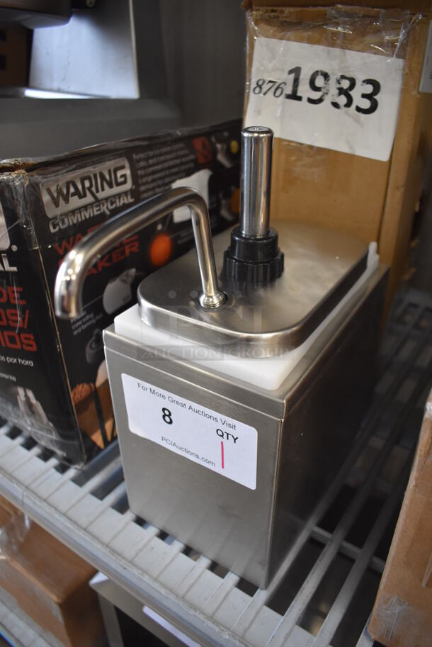 BRAND NEW IN BOX! ServSense Single 2 Qt. Stainless Steel Condiment Dispenser. 5x12x13 - Image 2 of 5