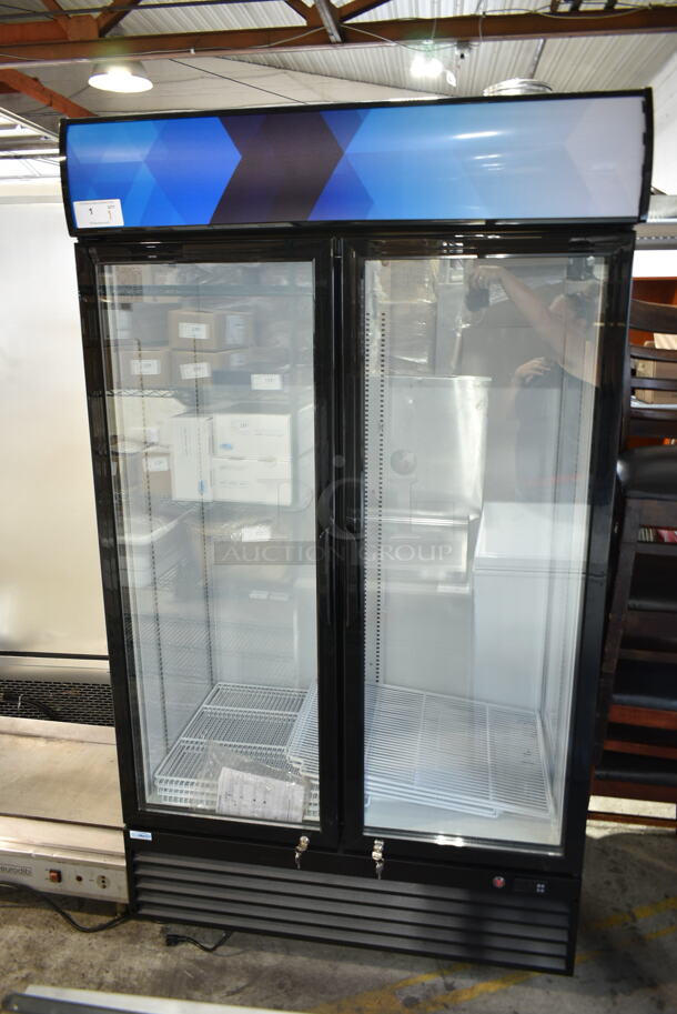 BRAND NEW SCRATCH AND DENT! 2023 KoolMore MDR-2GD-35C Metal Commercial 2 Door Reach In Cooler Merchandiser w/ Poly Coated Racks on Commercial Casters. 115 Volts, 1 Phase. Tested and Powers On But Does Not Get Cold - Image 2 of 10