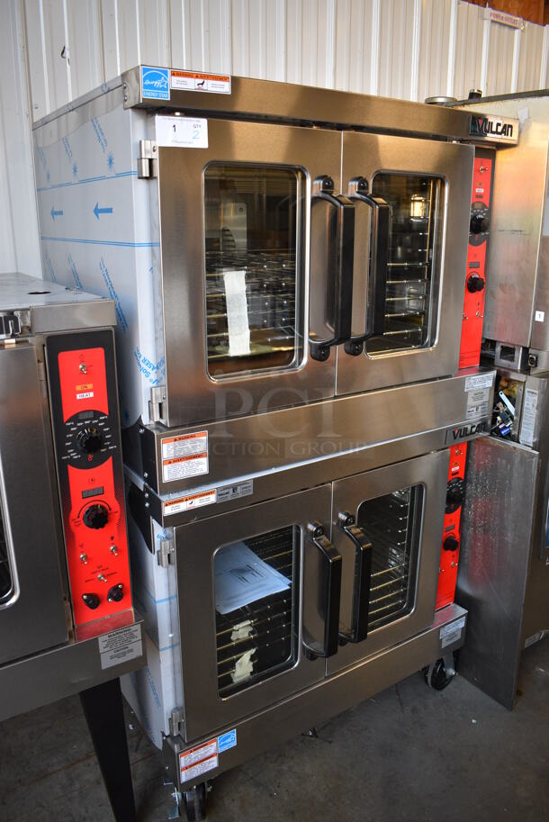 2 BRAND NEW SCRATCH AND DENT! LATE MODEL! Vulcan Model VC5GD-11D1Z Stainless Steel Commercial Natural Gas Powered Full Size Convection Oven w/ View Through Doors, Metal Oven Racks and Thermostatic Controls on Commercial Casters. 40x31x70. 2 Times Your Bid! Tested and Working! - Image 3 of 9