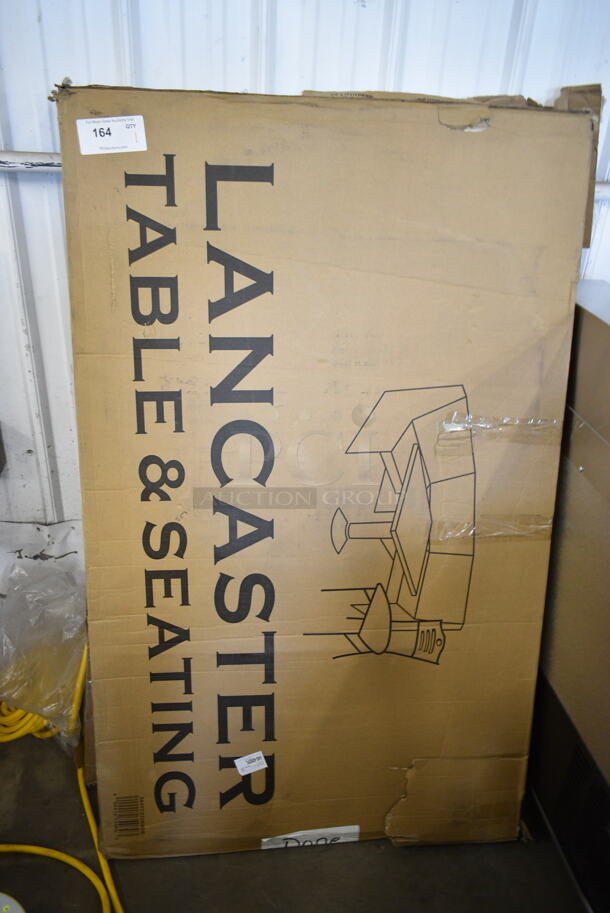 BRAND NEW SCRATCH AND DENT! Lancaster Table & Seating 384YCZ32RNDB 32" Round Granite White Heavy-Duty Blow Molded Bar Height Plastic Folding Table - Image 2 of 3