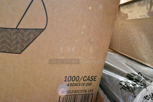 25 BRAND NEW Boxes Including 475DW30ROBK 30 Gallon Black Powder-Coated Metal Round Decorative Waste Receptacle, 130ROLLKFSSV Pre-Rolled Linen-Feel White Napkin and Silver Heavy Weight Plastic Cutlery Set, 50HT1 White Foam Hinged Lid Container, 127RDTFLBULK Choice Microwavable Translucent Customizable Recessed Fit Deli Lid - 500/Case, 795200CSTN1M Carnival King #200 2 lb. Cornerstone Paper Food Tray, 5002FC100 Choice 100 Sheet 2-Ply Facial Tissue Box - 30/Case, Dart C57PST1 ClearSeal Hinged Lid Plastic Container 6" x 5 13/16" x 3" - 500/Case, 612D3COMP Choice 8 1/2"x 6 3/8" 3-Compartment Oblong Foil Take-Out Container with Board Lid - 250/Case. 25 Times Your Bid! - Image 6 of 12