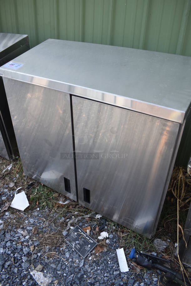 BRAND NEW SCRATCH AND DENT! Advance Tabco Stainless Steel Commercial 2 Door Cabinet. 36x16x32 - Image 3 of 4