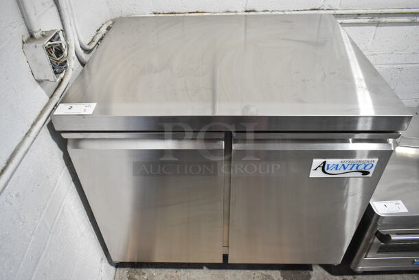BRAND NEW SCRATCH AND DENT! 2023 Avantco  Stainless Steel Commercial 2 Door Work Top Cooler on Commercial Casters. 115 Volts, 1 Phase. Tested and Working! - Image 2 of 7
